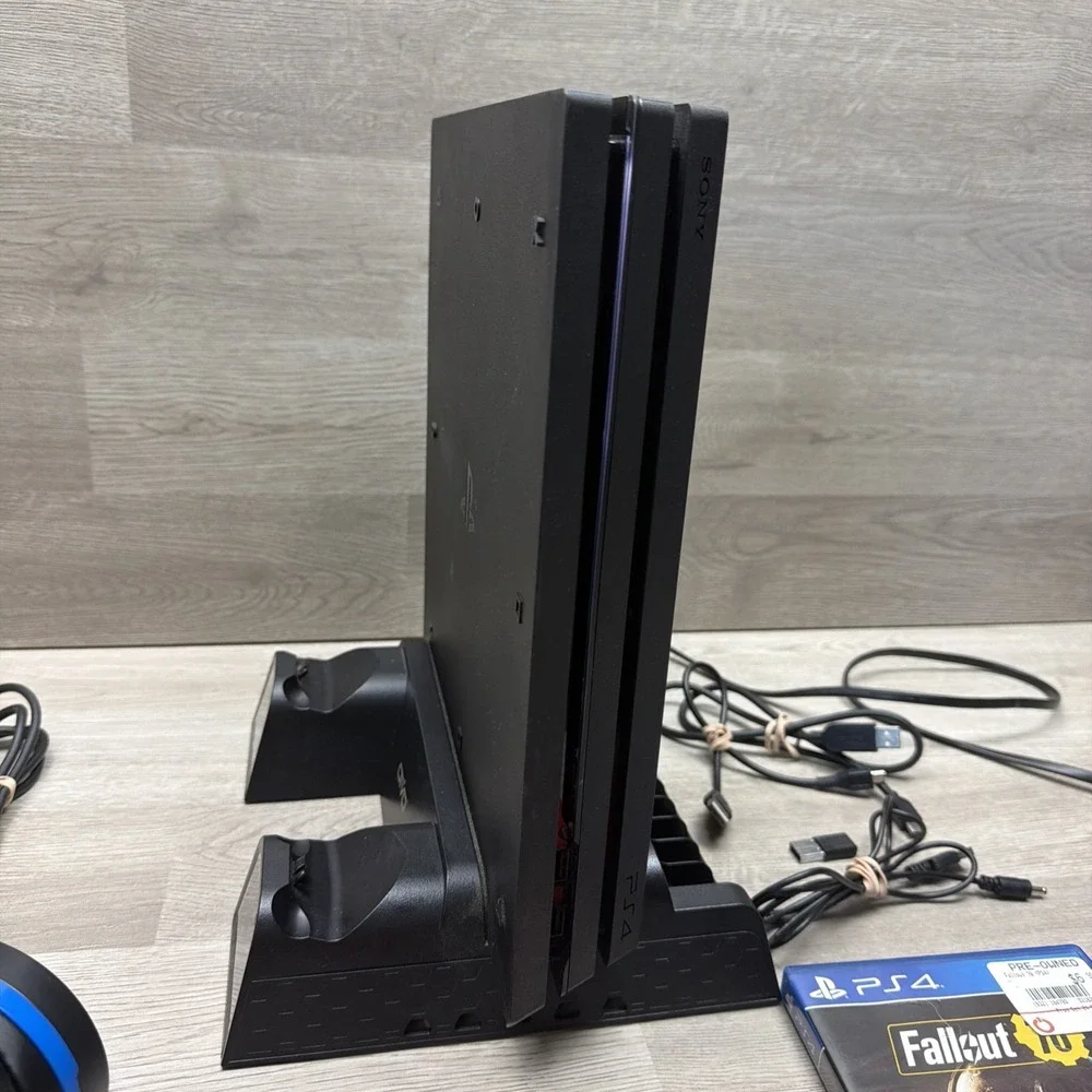 PS4 Pro Bundle w/ 1 Control 2 Games And Stand W/ Cooling Fan Tested Works Great!